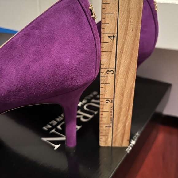 Lauren Ralph New Womens Lanette Heels Purple Suede Pointed Toe Pumps - Picture 4 of 4